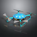 Aerospace Space Exploration Blue Drone With Modern Design And Four Propellers 3d model