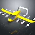 Futuristic Yellow Passenger Aircraft With Multiple Propellers And White Wings Design