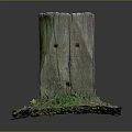 Natural Wooden Stone Stump Decorative Piece With Rustic Texture And Green Moss