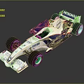 Formula 1 Racing Car With Blue And White Livery And PETRONAS Intel BMW Logos 3d model