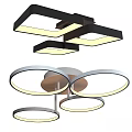 Modern Ceiling Lights With Square And Circular Designs And LED Illumination 3d model