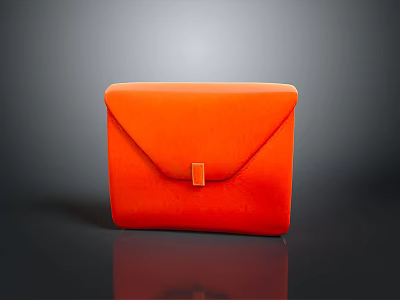 Orange Velvet Envelope Style Box with Small Metal Clasp for Daily Necessities Storage 3d model