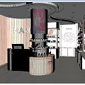 Elegant Modern Beauty Showroom Interior With Branded Cosmetic Products Display Shelves And Lighting