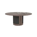 Modern Round Wooden Dining Table With Smooth Surface And Sturdy Base Design 3d model