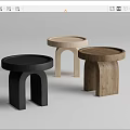 Modern Round Top Wooden Side Tables With Arched Legs In Different Tones