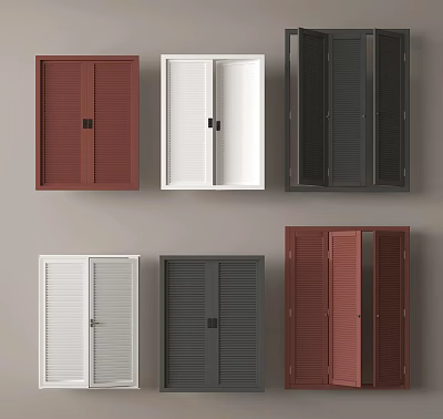 Various Colored Louvered Double Doors For Home Interior Design And Decor 3d model
