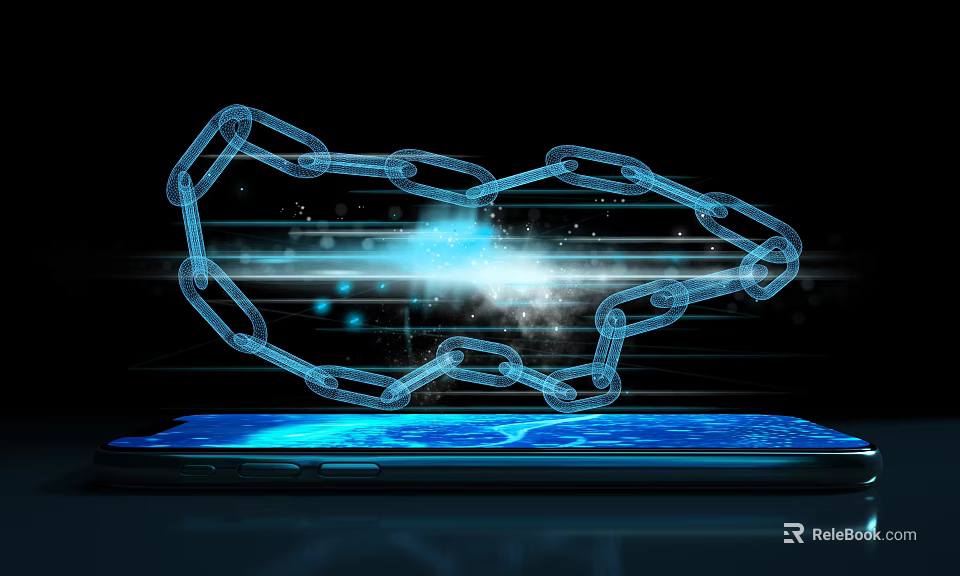 Futuristic Smartphone Digital Tech Featuring Glowing Blue Chain Connection Design On Screen 3d model 