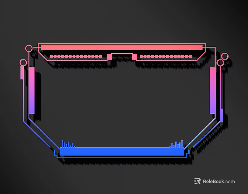 Colorful Geometric Lines Design With Red Blue Frame Structure On Black Background 3d model 
