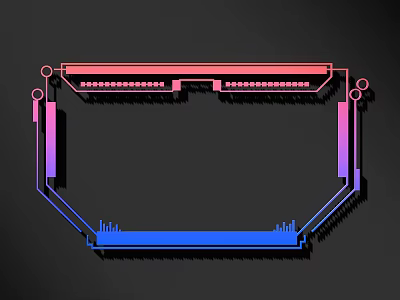 Colorful Geometric Lines Design With Red Blue Frame Structure On Black Background 3d model