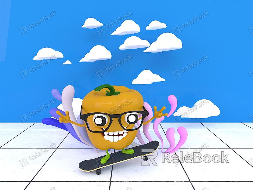 Modern Game Character Cartoon Happy Summer Sports Green Pepper Creative model