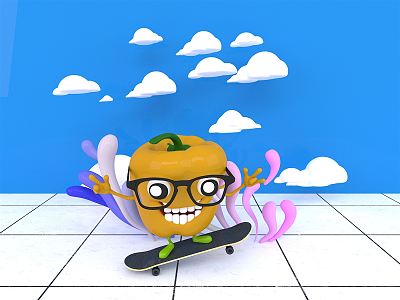 Modern Game Character Cartoon Happy Summer Sports Green Pepper Creative 3d model