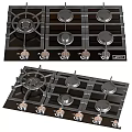 Modern Kitchen Cookware Set With Range Hood Gas Stove Induction Cooktop And Cabinets