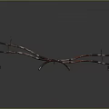 Two Red Curved Support Structures With Black And Orange Parts On Gray Background