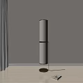 Modern Standing Lamp With Cylindrical White Shade And Gold Metal Frame For Interior Decoration