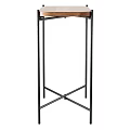 Modern Bar Stool With Black Metal Frame And Wooden Seat Top