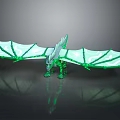 Green Glowing Dragon Toy With Spread Wings And Reflective Surface