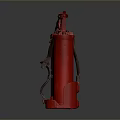 Vintage Red Fire Extinguisher With Pressure Gauge And Handle On Base Tray