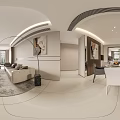 Contemporary Living Dining Room Interior With Beige Sofa Coffee Table And Artwork