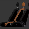 Three Modern Upholstered Seats Black Brown And Gray Checkered Fabric Leather Design With Headrest