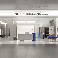 Modern Hair Salon Interior Design With Three Mirrors Black Styling Chairs And Workstations