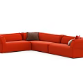 Orange L Shaped Multi Person Sofa With Comfortable Cushions And Modern Design 3d model