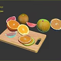 Fresh Whole And Sliced Oranges With Grapefruits On Wooden Cutting Board