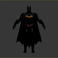 Batman Character 3D Model With Black Costume Yellow Bat Symbol Muscular Figure And Cape