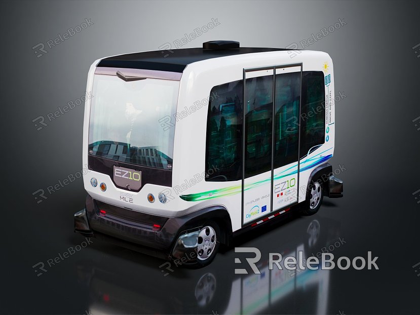 Modern bus minibus minibus minivan driverless bus school bus model