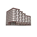 Modern Multi Story Commercial Complex With Glass Windows And Brick Facade 3d model