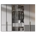 Modern Sleek Chest of Drawers with Glass Doors Hanging Clothes and Storage