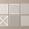 Decorative Perforated Architectural Panels With Various Circular Cross Grid Patterns And White Square Design 3d model