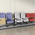 Modern Upholstered Seats In Blue Gray Red Colors With Armrests And Storage Pouch