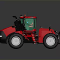 Red Agricultural Tractor With Large Wheels Modern Cabin And Black Tires