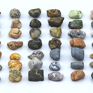 Stone cobblestone collection stone granite marble stone gravel jade ore 3d model