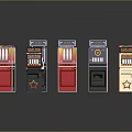 Colorful Slot Machine Collection With Red Black White Designs And Reels