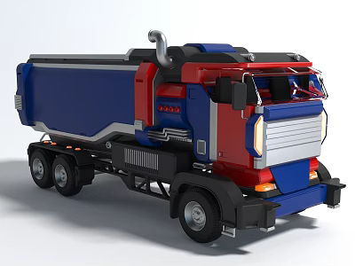 Electric Toy Dump Truck With Blue Red And Silver Design For Kids Playtime Fun 3d model