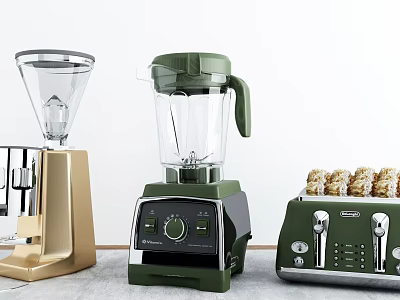 Stylish Kitchen Appliances Including Blender And Toaster 3d model