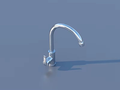 Modern Silver Stainless Steel Faucet With Curved Spout And Single Handle 3d model