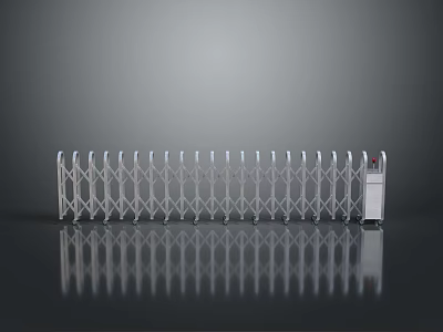 Modern Urban Landscape With Silver Metal Retractable Gate Reflective Ground And Control Box 3d model