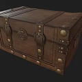 Vintage Wooden Trunk With Metal Clasps Brass Rivets And Antique Lock