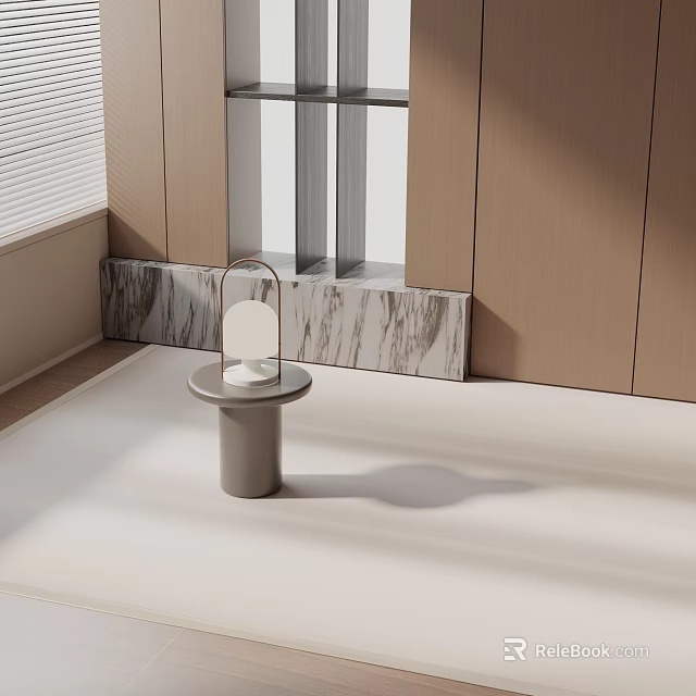 Modern Minimalist Interior Featuring Stylish Side Table With Marble Top And Decorative Lamp 3d model 