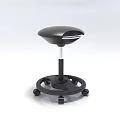 Modern Black Bar Stool With Adjustable Height And Rolling Wheels 3d model