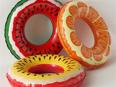 Colorful Fruit Shaped Inflatable Swim Rings Decorative Ornament Set for Home 3d model
