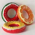 Colorful Fruit Shaped Inflatable Swim Rings Decorative Ornament Set for Home