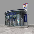 Modern 24 Hour Convenience Store Exterior With Curved Glass Structure And Signage