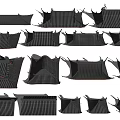 Black Metal Architectural Components Featuring Diverse Mesh Grille Shapes And Profiles 3d model