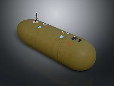 Olive Green Sea Turtle Model With Black Antenna And Colorful Markers On Surface 3d model