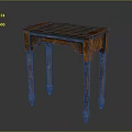 Ornate Vintage Wooden Table With Carved Legs And Striped Inlaid Surface
