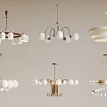 Modern Chandeliers With Spherical Bulbs Metal Frames And Circular Designs For Interior Lighting 3d model
