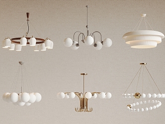 Cream wind chandelier 3d model